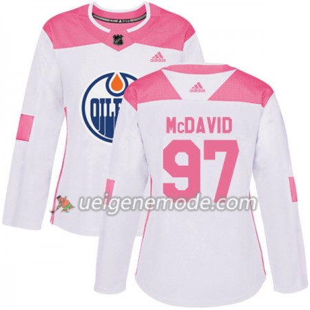 Dame Eishockey Edmonton Oilers Trikot Connor McDavid 97 Adidas 2017-2018 Weiß Pink Fashion Authentic